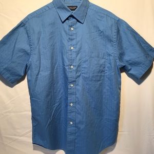 ROUNDTREE & YORKE BLUE SS Cotton Shirt, Size M
